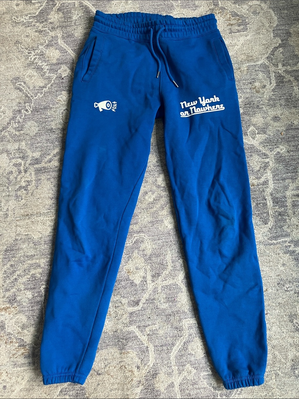 Bright Blue Graphic Jogger Sweatpants with White Megaphone Print